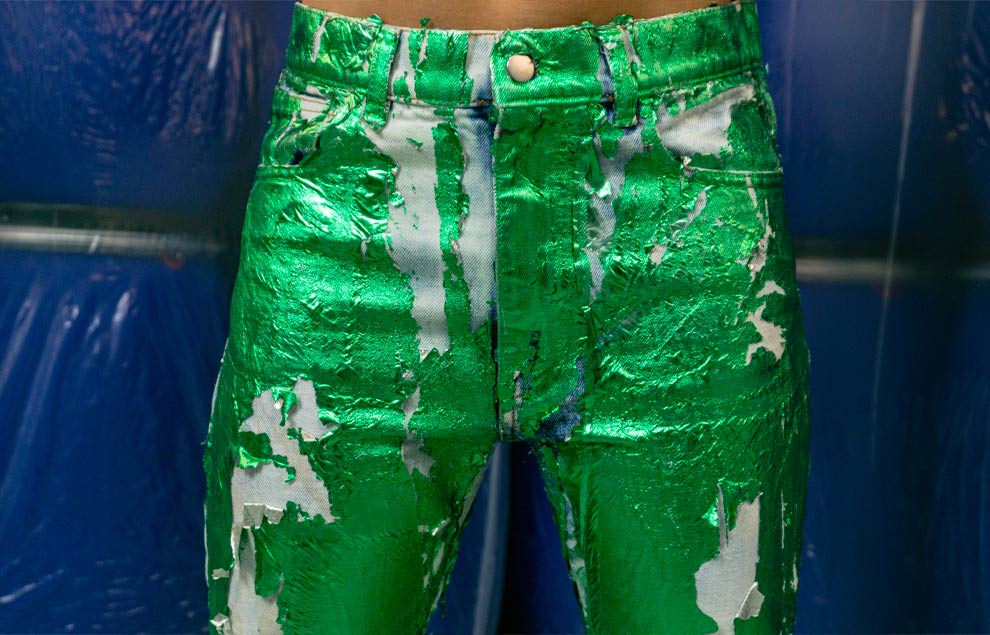 Garmon's Coating products on a pair of jeans